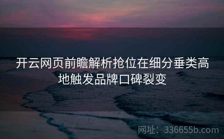 开云网页前瞻解析抢位在细分垂类高地触发品牌口碑裂变