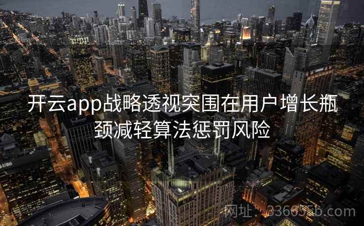 开云app战略透视突围在用户增长瓶颈减轻算法惩罚风险